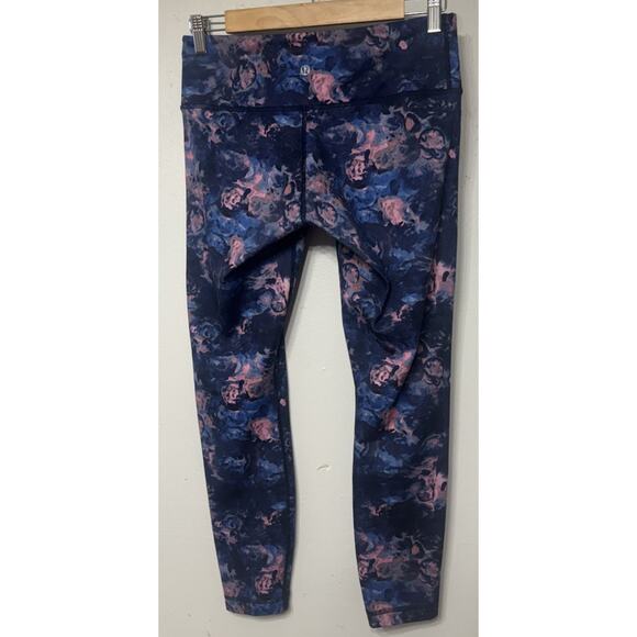 LULULEMON Wunder Under Leggings Size 8 Moody Mirage Bark Berry Navy Pant 26” - Picture 3 of 6